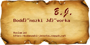 Bodánszki Jávorka névjegykártya